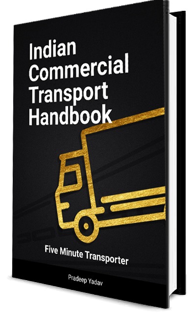 Indian Commercial Transport Handbook by Pradeep Yadav, featuring a gold truck on its black cover